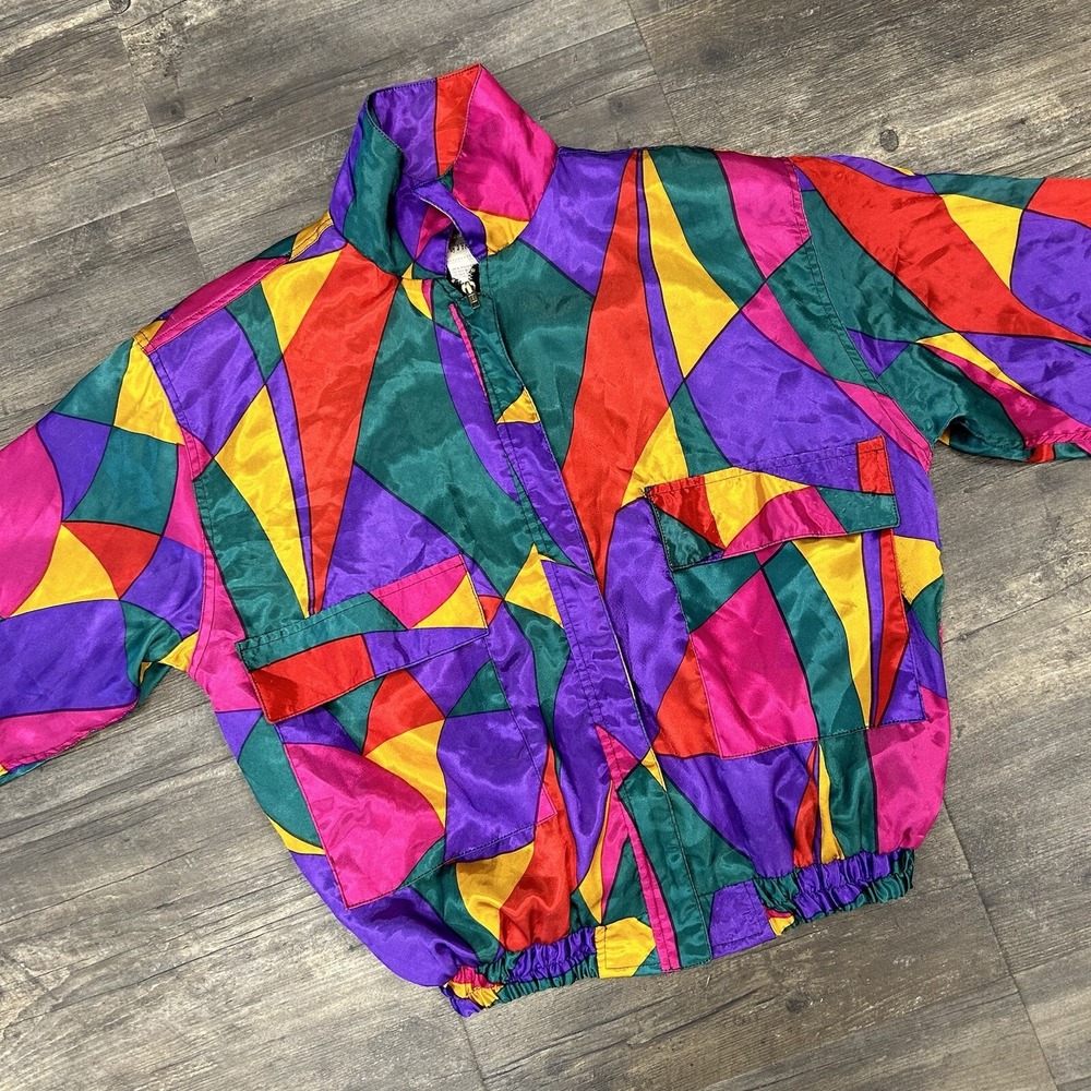 Vintage Nicole by Farah Imports Jacket Satin Zip Bomber‎ Long Sleeve NO SIZE TAG
